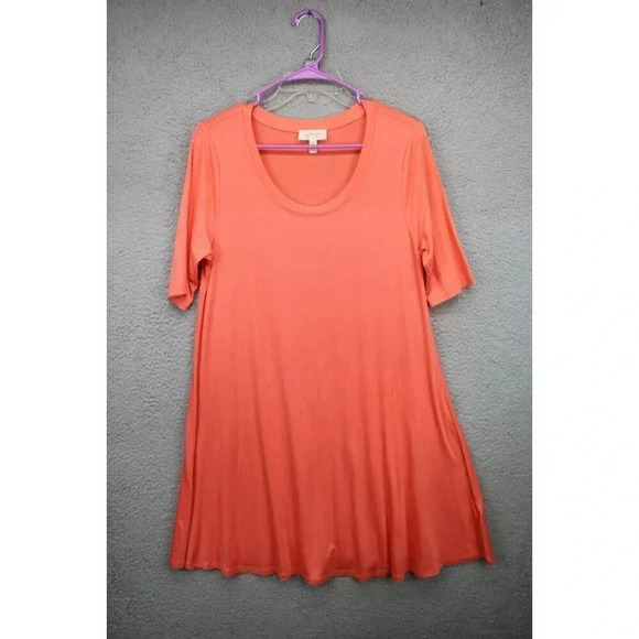 Greige Orange Tee Shirt Dress-Size Large-Spring Summer-Very Soft - Picture 1 of 6